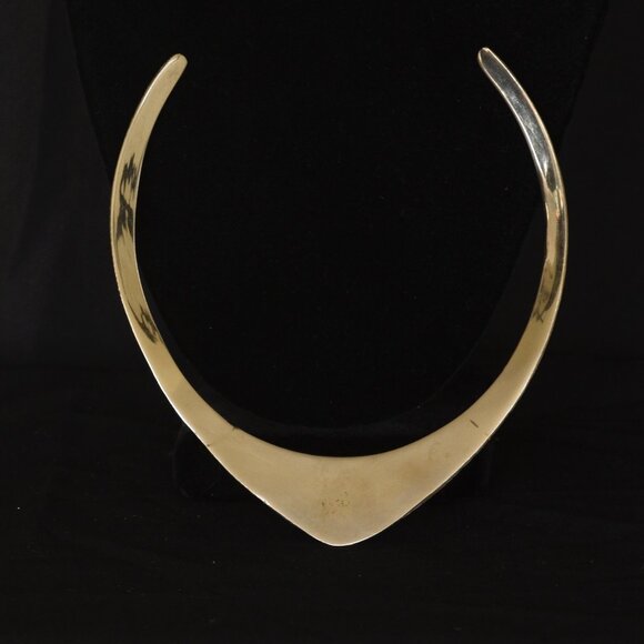 Silver Tone Metal Open Back Rigid Collar Necklace - Picture 2 of 2